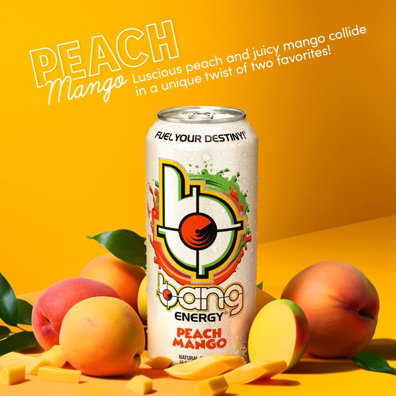 Bang Energy Peach Mango, Sugar-Free Energy Drink, 16-Ounce (Pack of 12) - Image 2